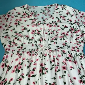 BEACH PARTY floral maxi dress smocked stretchy waist tassel strings size XXL thumbnail 5