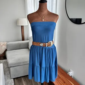Vintage Y2K Double Take Strapless Dress Small Blue Flowy Summer Soft Romantic thumbnail 2