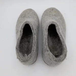 Glerups Grey Felted Wool Slipper Shoes Leather Sole Womens 7 EU 37 Danish Design thumbnail 6