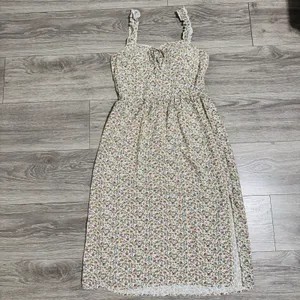 AUW L Green Floral Smocked Tie-Front Ruffle Strap Slit Midi‎ Dress Padded Bra thumbnail 9