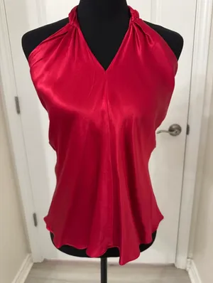 Forever 21 Red Silk Halter Neck Top thumbnail 1