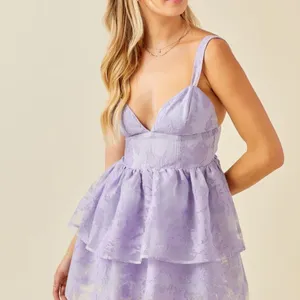 FLORAL ORGANZA TIERED ROMPER DRESS Medium thumbnail 4