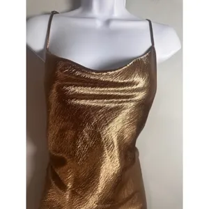 Banana‎ Republic Gold Metallic Cowl Neck Bias Cut Midi Slip Dress Size 2 Holiday thumbnail 2
