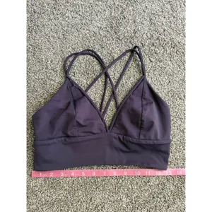 Lululemon Pushing Limits Bra Deep Plum Strappy Longline Size 8 thumbnail 4