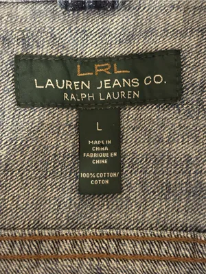 Lauren Jeans Co Ralph Lauren Distressed Denim Jacket Large Zip Pocket Trucker thumbnail 2