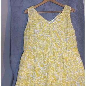 Sonoma Goods for Life Women's Yellow Tiered V-Neck Midi Dress Large‎ Coastal thumbnail 6