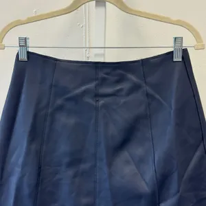 Eleven‎ Paris Navy Blue Faux Leather Mini Skirt A-Line Panel 17F2SK08 Women's Sm thumbnail 4