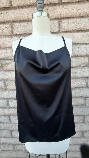 ✨ Black Satin Cowl Neck Tank Top | Size XL thumbnail 5