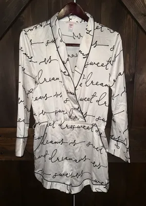 Victoria's Secret Sz Small‎ Satin Pajama Romper Missing Tie thumbnail 1