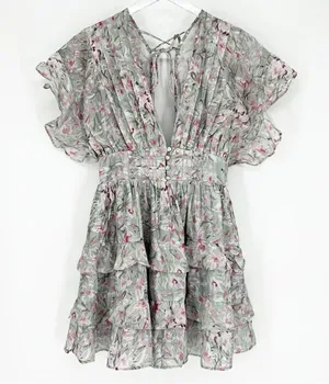 Talulah Floral Tiered Ruffle Open Back Mini Dress S thumbnail 2