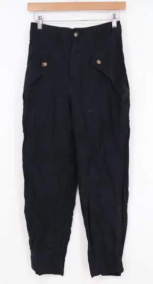 Express Black Super High Rise Lyocell Cargo Tapered Pants Size 0 Utility Pants thumbnail 1