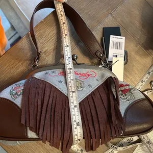 NWT Ed Hardy Denim Kisslock Frame Handbag thumbnail 9