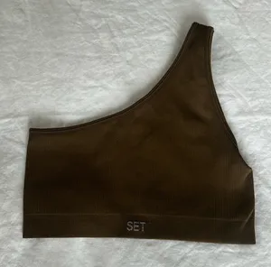 Set Active One-Shoulder Brown Top thumbnail 1