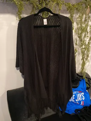 No Boundaries Black Sweater Shawl thumbnail 1