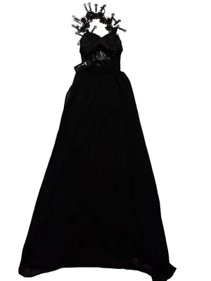 Floral Lace Halter Maxi Dress - Black thumbnail 3