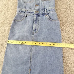 Gianni Bini Denim Halter‎ Maxi Dress Womens XS Light Wash Western Y2K Festival thumbnail 9