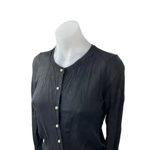 Zara Women's Black Long Sleeve Button Down Crew Neck Cardigan Sweater Top Sz S thumbnail 2