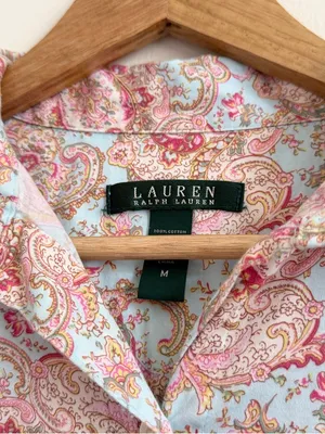 Ralph Lauren Floral Paisley Sleep Button Down Shirt Dress Size Medium PJ thumbnail 3