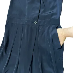 J.Crew Navy Blue Trench Jumpsuit One Piece Pants Crop Silky Sz 2 Pockets Career thumbnail 8