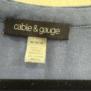 Cable and Gauge Blue V-neck Women’s top size M with Lace detail thumbnail 4