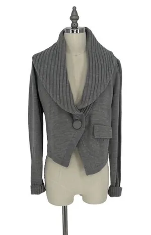 Boutique Gray Long Sleeve Cardigan -‎ Large thumbnail 1
