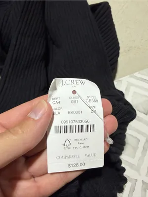 J. Crew NWT Black Ribbed Long Sleeve Dress MSRP$128 XS thumbnail 8