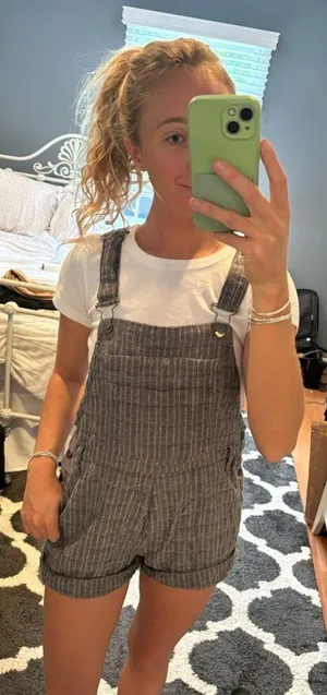 RVCA Grey Striped Overall Shorts thumbnail 3