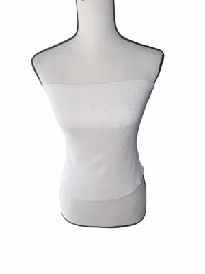 Honey Punch Ribbed Tube Top White Size Medium Strapless Summer Layering Piece thumbnail 2