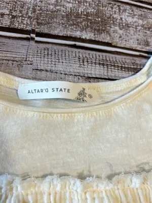 Altar’d State Cream Peplum Cottage Core Long-Sleeve Women’s Top size small thumbnail 4