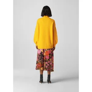 Whistles Yellow Oversized Funnel Neck Knit Wool‎ Blend Sweater M 2260969 thumbnail 2