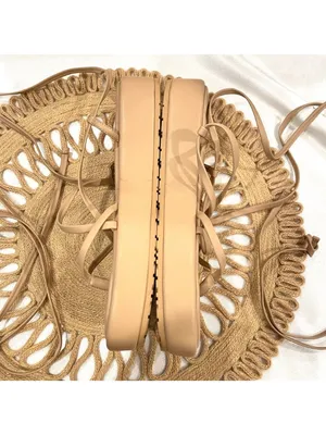 INC Rexile Neutral Lace-Up Flatform Sandals Size 9 Tan thumbnail 4