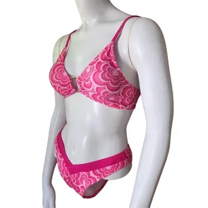 Pink Floral High Cut Bikini (S) Pink thumbnail 4