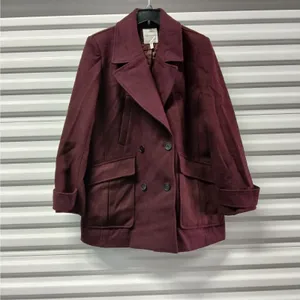 $238 Avec Les Filles Womens Coat XL Burgundy Wool Blend Double Breasted Jacket thumbnail 3