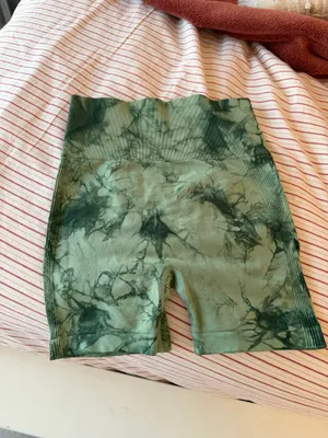 Women’s High-Waist Tie-Dye Biker Shorts in Army Green thumbnail 2