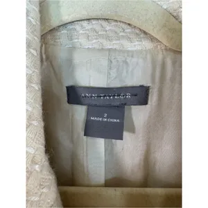 Ann Taylor Cream Wool Blend Blazer Jacket Womens 2 Retro Jackie O Classic Glam thumbnail 8