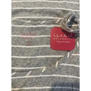 Isabel Maternity Size M Gray and White Stripe Tank Top thumbnail 2