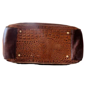 Brahmin Brown‎ Crocodile Print Leather Handbag Classic Purse 10"H x 15"W thumbnail 12