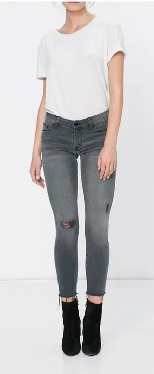 Mother The Looker Ankle Fray Grey Jeans Size 28 Distressed Last Chance Saloon thumbnail 1