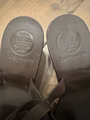 Tory Burch Size 6 Holly 2 Sandal Kitten Heel Brown Leather thumbnail 3