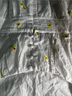 For Love & Lemons Abby White Yellow Floral Embroidered Open Back Mini Dress thumbnail 8