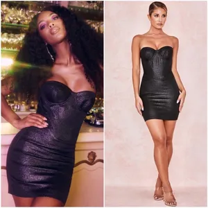 House Of CB Eevi Mini Dress, Black Sparkle, XS thumbnail 2