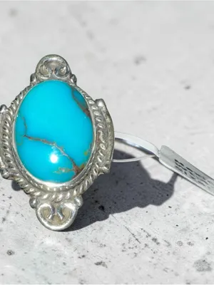 925 Sterling Silver Mexican Turquoise Ring size 9 Blue thumbnail 2