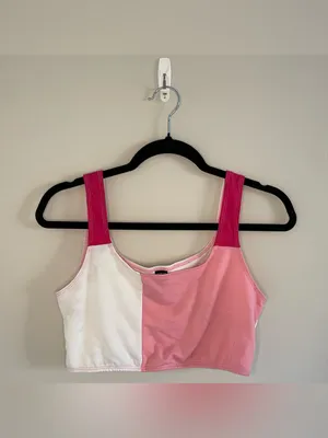 SHEIN Colorblock Cami Top & Shorts, White/Pink, Size S, EUC thumbnail 4