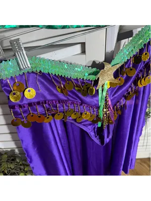 Vintage mermaid queen Halloween costume top bodysuit dress headband beaded L thumbnail 8