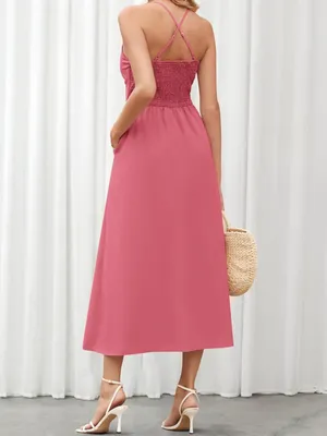Pink Cutout Slit Midi Dress thumbnail 2