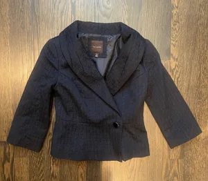 Vintage Y2K The Limited Black Textured Cropped Blazer Shawl Collar 2000s | XS thumbnail 1
