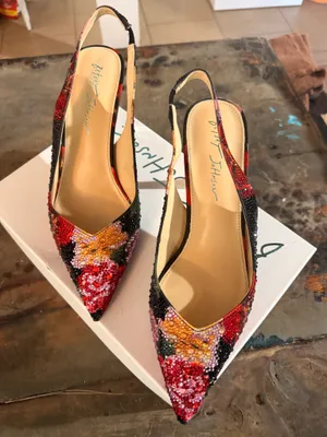 Betsey Johnson SIZE 8.5 sling back high heels thumbnail 1