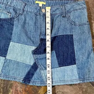 Gianni Bini Patchwork Denim Jean Skirt Medium thumbnail 3