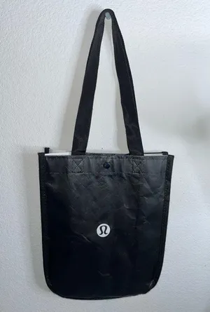 Lululemon Shopping Tote Reusable Bag Black & White Small 11.5" Tall x 9" Wide thumbnail 5