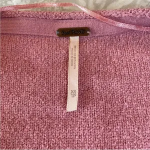 Free People Take Me Places Pink Oversized V-Neck Sweater Extra Small thumbnail 11